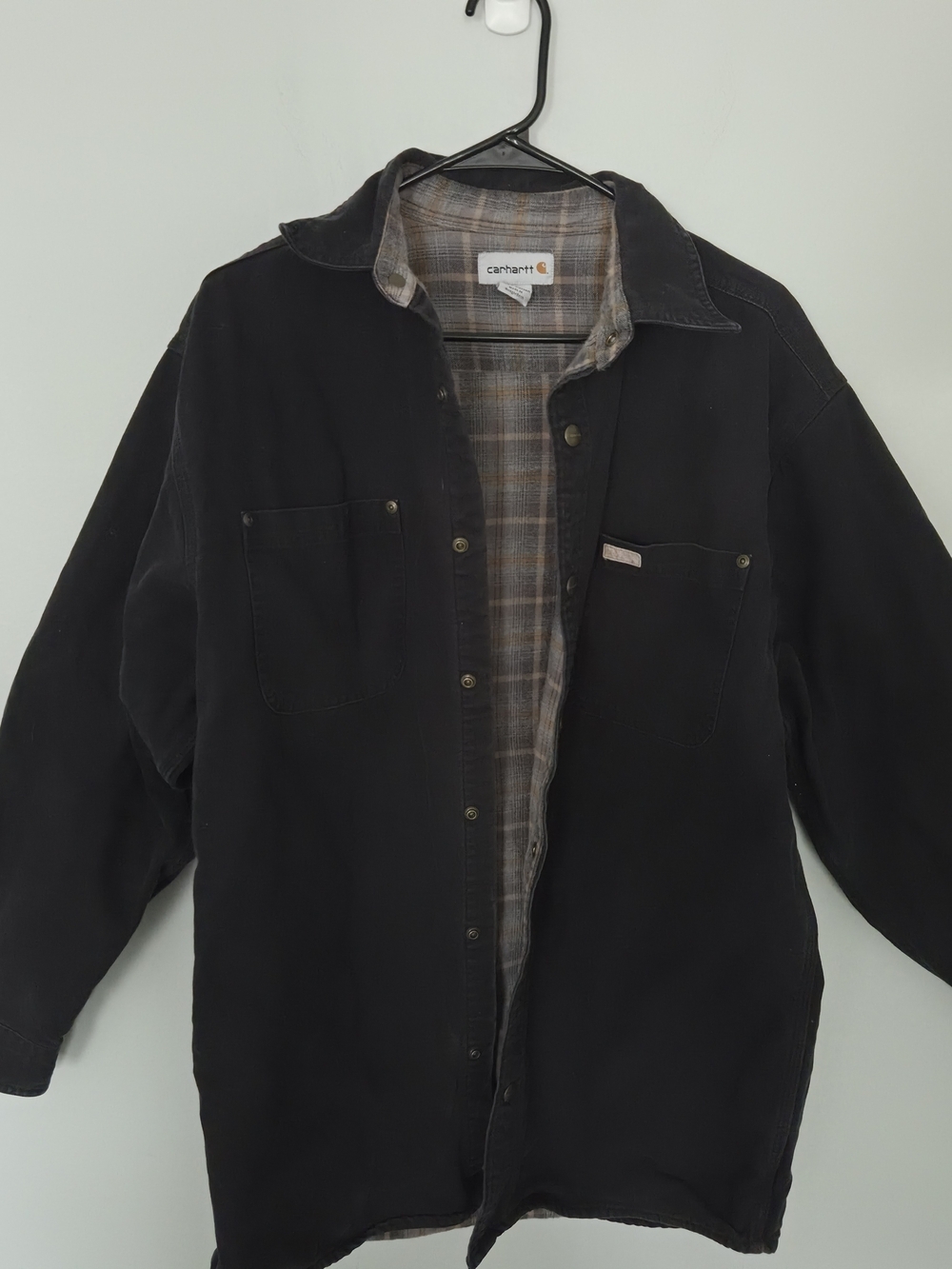 Carhartt Barn Jacket Black Plaid Carhartt Black Button-Front Size M - Picture 9 of 12